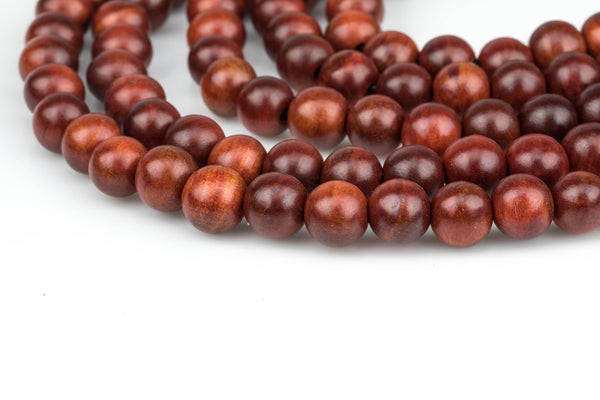 Natural Red Rajakayu Wood. 6mm or 8mm or 10mm Round. Full Strand Gemstone Beads