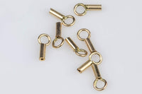 5 Pcs 1mm and 1.4mm ID 14K Gold Filled Crimp End Caps With Ring endcap