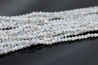 Mystic Silverish Moonstone Full Strands-15.5 inches-3mm- Nice Size Hole- Diamond Cutting, High Facets-Nice and Sparkly-Faceted Round