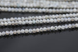 Mystic Silverish Moonstone Full Strands-15.5 inches-3mm- Nice Size Hole- Diamond Cutting, High Facets-Nice and Sparkly-Faceted Round