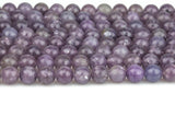 Natural Purple Mica Lepidolite High Quality in Round. 4mm, 6mm, 8mm, 10mm, 12mm-Full Strand 15.5 inch Strand AAA Quality AAA Quality