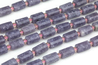 Natural Purple Mica Lepidolite- Faceted Barrel Beads- High Quality- 8x12mm- Full Strand 16" - 26 Pieces Gemstone Beads