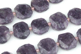 Natural Purple Mica Lepidolite~19x23mm - A Grade - Hand Faceted Flat Rectangular Nuggets - 16" Strand Gemstone Beads