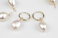 USA Gold Filled Natural Pearl Charms Drop Pendant Handmade Approx. 8-9mm.Made with Natural Freshwater Pearl and Gold Filled Wire Made in USA