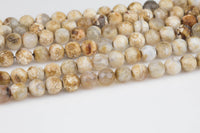 Light Tan Fire Agate, High Quality in Faceted Round, 8mm, 10mm, 12mm- Full strand- 15.5 inches Long