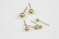 Gold Filled Ball Earring Stud- 14/20 Gold Filled- USA Product-3mm 4mm 5mm 6mm - with ring or without