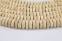 Natural Cream Wood Saucer Shaped Beads - Sold by 15.5" Strands- Large Size Gemstone Beads