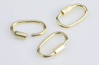 Plain Oval Shape Screw Clasp, Gold Plated U Shape Clasp Lock, Plain Carabiner Pave Lock, 10x19mm and 13x25mm