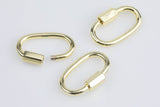 Plain Oval Shape Screw Clasp, Gold Plated U Shape Clasp Lock, Plain Carabiner Pave Lock, 10x19mm and 13x25mm