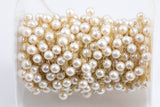 Gold Filled Satellite Freshwater Pearl 6-7mm Round Pearl Rosary Chain, Wholesale, BULK Low Price, Chain by foot Permanent Jewelry Chain