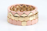 Large Stretchy Bracelet-Peach Crown Stack - 7-7.5- Wholesale Pricing Enamel Beads
