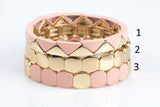 Large Stretchy Bracelet-Peach Crown Stack - 7-7.5- Wholesale Pricing Enamel Beads