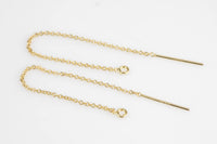 Gold Filled Threader Earrings Findings- 2.5 inches- 80mm- 1 pair per order