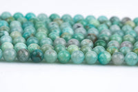 Natural Russian Amazonite Round sizes 4mm, 6mm, 8mm, 10mm, 12mm, 14mm- In Full 15.5 Strand- High Quality AAA Quality Smooth Gemstone Beads