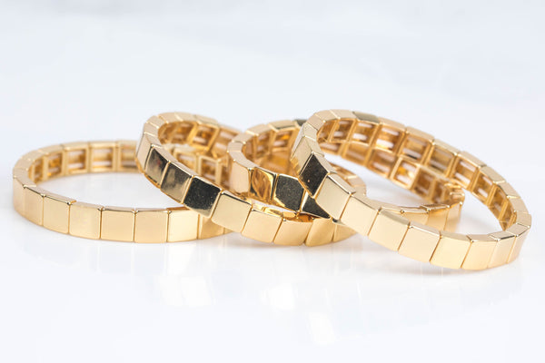 Large Stretchy Bracelet-Gold 4 Stack- 7-7.5- Wholesale Pricing Enamel Beads