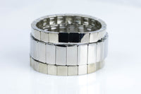 Large Stretchy Bracelet-Rhodium Stack- 7-7.5- Wholesale Pricing Enamel Beads