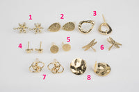 4-8pcs Gold Earring studs Earring findings High Quality Gold Plating