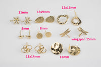 4-8pcs Gold Earring studs Earring findings High Quality Gold Plating