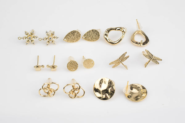 4-8pcs Gold Earring studs Earring findings High Quality Gold Plating