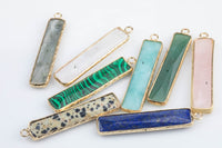 Gemstone Stone Faceted Rectangle Bar Pendants Sticks - 10x40mm