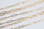 Gold Filled Flat Tubed Chain, Elongated Heavy Oval Chain, 4x13mm links, , Wholesale, USA Made, Chain by foot- Paper Clip Chain