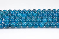 Natural Apatite Round sizes 4mm, 6mm, 8mm, 10mm, 12mm, 14mm- Full 15.5 Inch strand AAA Quality Smooth Gemstone Beads