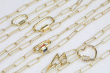 Plain Oval Shape Screw Clasp, Gold Plated U Shape Clasp Lock, Plain Carabiner Pave Lock, 10x19mm and 13x25mm