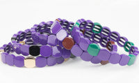 Stretchy Bracelets Oval Purple 7-7.5" - Wholesale Pricing Enamel Beads