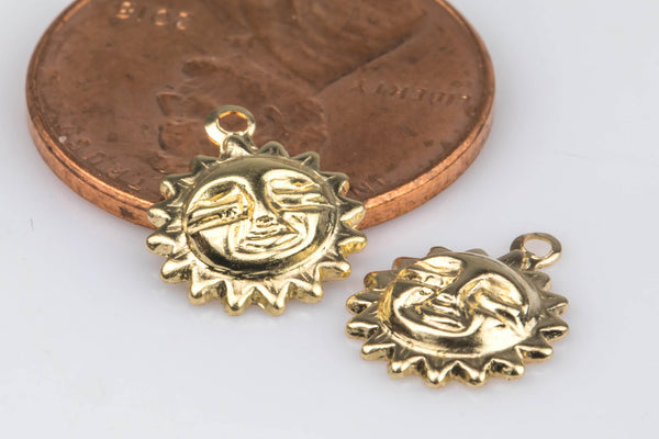 Gold Filled Sun Charm- 14/20 Gold Filled- USA Product-8mm- 2 pieces per order