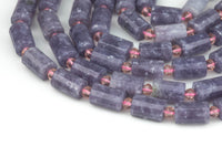 Natural Purple Mica Lepidolite- Faceted Barrel Beads- High Quality- 8x12mm- Full Strand 16" - 26 Pieces Gemstone Beads