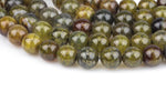 Olivine Fire Agate, High Quality in Smooth Round, 6mm, 8mm, 10mm, 12mm- Full 16 inch strand