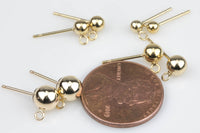 Gold Filled Ball Earring Stud- 14/20 Gold Filled- USA Product-3mm 4mm 5mm 6mm - with ring or without