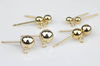 Gold Filled Ball Earring Stud- 14/20 Gold Filled- USA Product-3mm 4mm 5mm 6mm - with ring or without