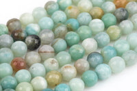 Natural AMAZONITE Beads faceted round sizes. 4mm, 6mm, 8mm, 10mm, 12mm, 14mm-Full Strand 15.5 inch Strand Gemstone Beads