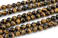 Natural AAA Quality Tiger's Eye Beads smooth round sizes 6mm 8mm 10mm 12mm High Quality Full Strand 15.5 inch Strand Gemstone Beads