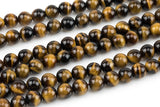 Natural AAA Quality Tiger's Eye Beads smooth round sizes 6mm 8mm 10mm 12mm High Quality Full Strand 15.5 inch Strand Gemstone Beads