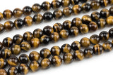 Natural AAA Quality Tiger's Eye Beads smooth round sizes 6mm 8mm 10mm 12mm High Quality Full Strand 15.5 inch Strand Gemstone Beads