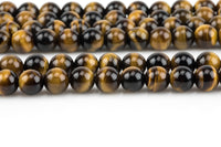 Natural AAA Quality Tiger's Eye Beads smooth round sizes 6mm 8mm 10mm 12mm High Quality Full Strand 15.5 inch Strand Gemstone Beads