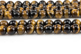 Natural A Quality Tiger's Eye Beads smooth round sizes 6mm 8mm 10mm 12mm High Quality Full Strand 15.5 inch Strand Gemstone Beads