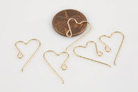 Gold Filled Earring Sparkle Heart Ear Wire 14mm - 14/20 Gold Filled- USA Product-22mm- 2 pieces per order- 1 pairs