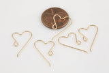 Gold Filled Earring Sparkle Heart Ear Wire 14mm - 14/20 Gold Filled- USA Product-22mm- 2 pieces per order- 1 pairs