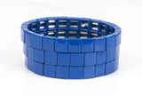 Large Stretchy Bracelet- Royal Navy Blue Stack - 7-7.5- Wholesale Pricing Enamel Beads