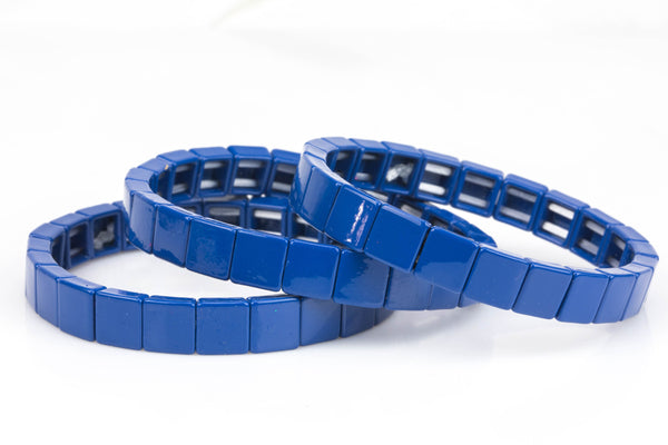 Large Stretchy Bracelet- Royal Navy Blue Stack - 7-7.5- Wholesale Pricing Enamel Beads