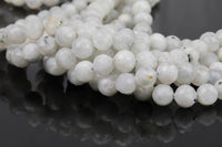 Natural Moonstone Beads Diamond Cut Facets 8mm and 10mm Rainbow Moonstone Gemstone Loose Beads 15.5" - 16" full strands AAA Quality