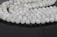 Natural Moonstone Beads Diamond Cut Facets 8mm and 10mm Rainbow Moonstone Gemstone Loose Beads 15.5" - 16" full strands AAA Quality