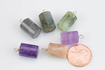 USA Gold Filled Natural Gemstone Barrel Charms Handmade Approx. 10x13mm. Made with Natural Gemstones Gold Filled Wire. Made in USA