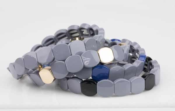 Stretchy Bracelets Gray Oval 7-7.5" - Wholesale Pricing Enamel Beads