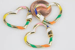 Enamel Multi Color Gold Heart Shape Screw Clasp, Silver Plated Heart Shape Clasp Lock, Carabiner Pave Lock, 26mm