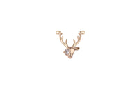 1 pc 18K Gold Deer Head Findings for Necklace Pendant Jewelry Making Charm-15mm
