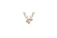 1 pc 18K Gold Deer Head Findings for Necklace Pendant Jewelry Making Charm-15mm